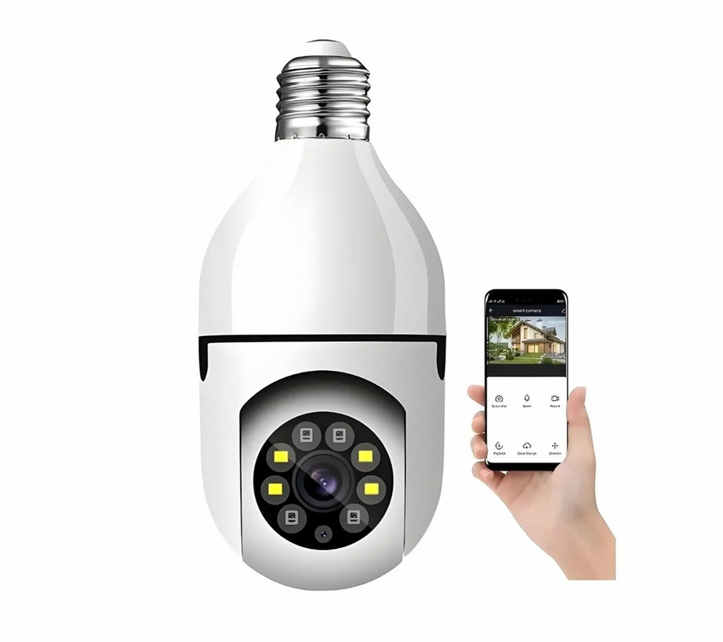 Cámara de Seguridad WiFi 360° Tipo Ampolleta - Visión Nocturna HD