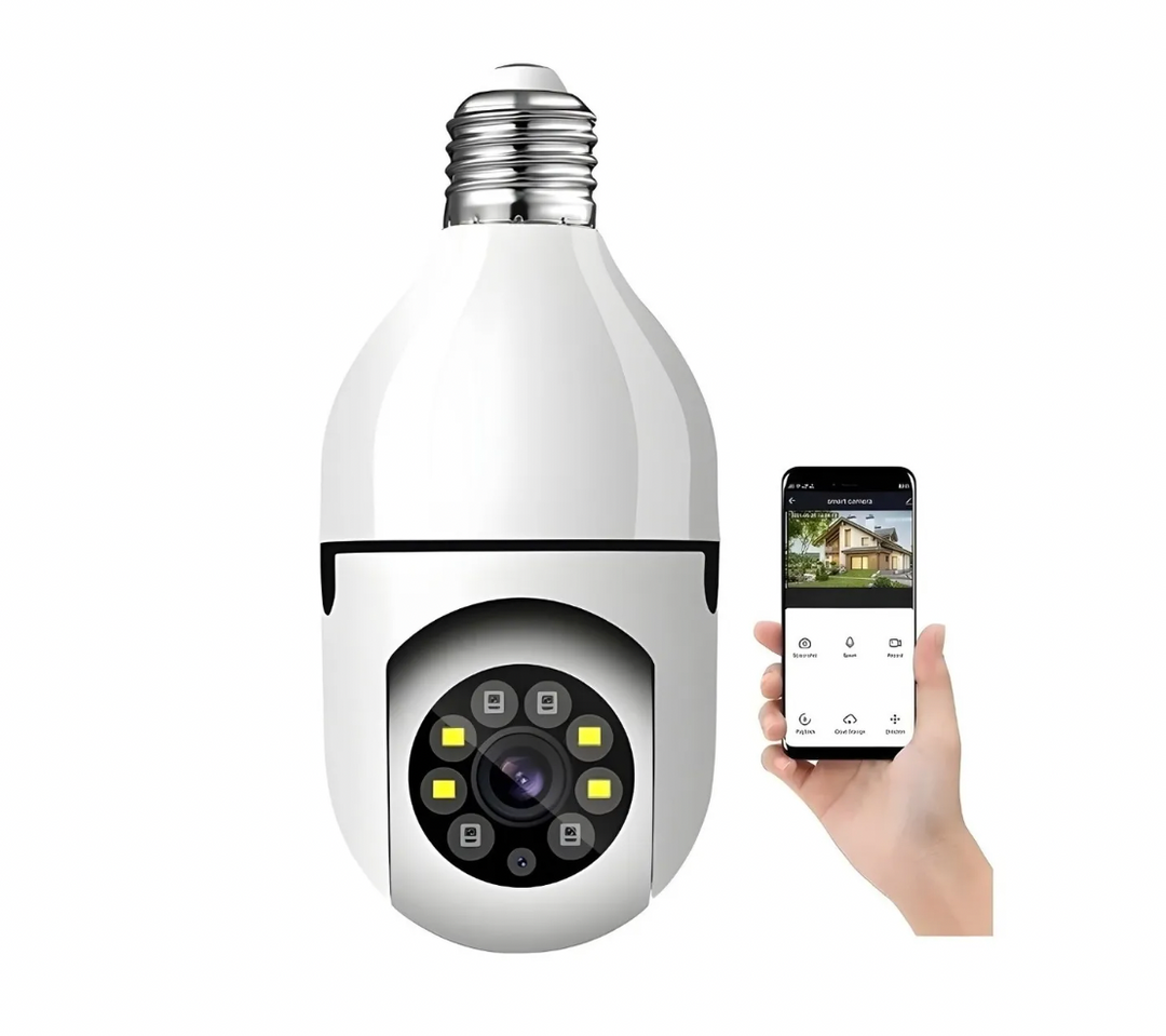 Cámara de Seguridad WiFi 360° Tipo Ampolleta - Visión Nocturna HD